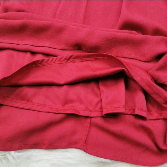 Coco + Jaimeson Ruffled Front Tie Long Sleeve Red Dress Size S - Picture 6 of 7